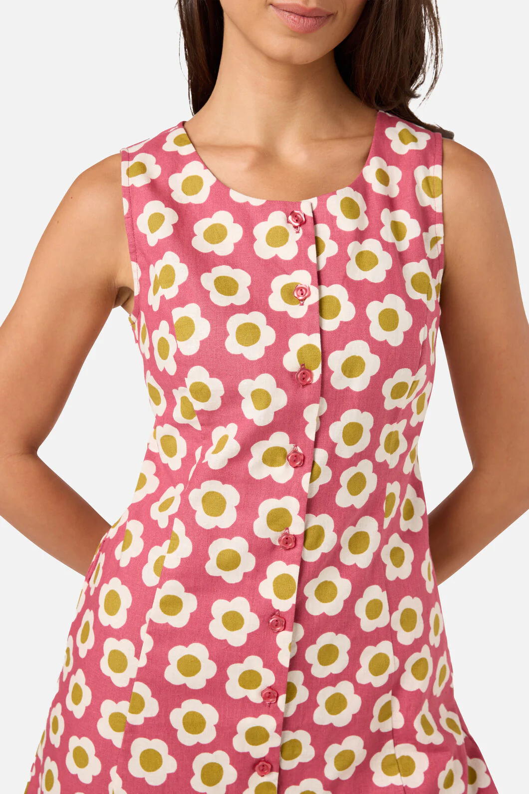 Janie 60'S Button Mini Dress - Image 5