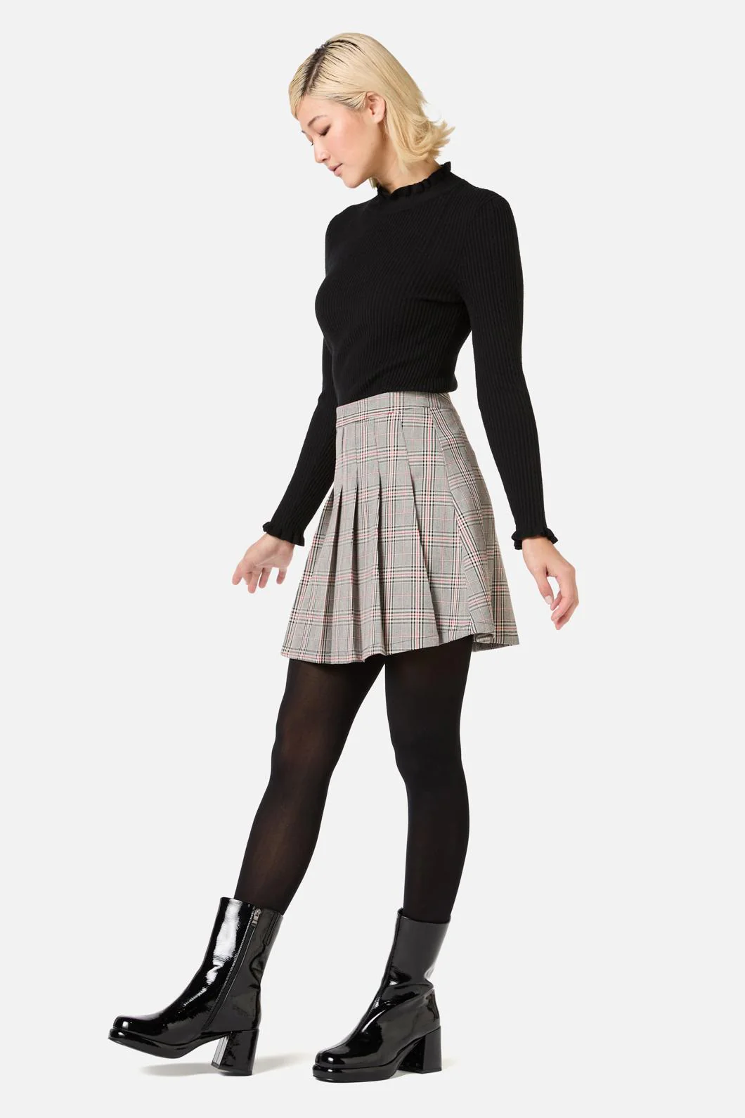 Joe Check Pleated Mini Skirt - Image 4