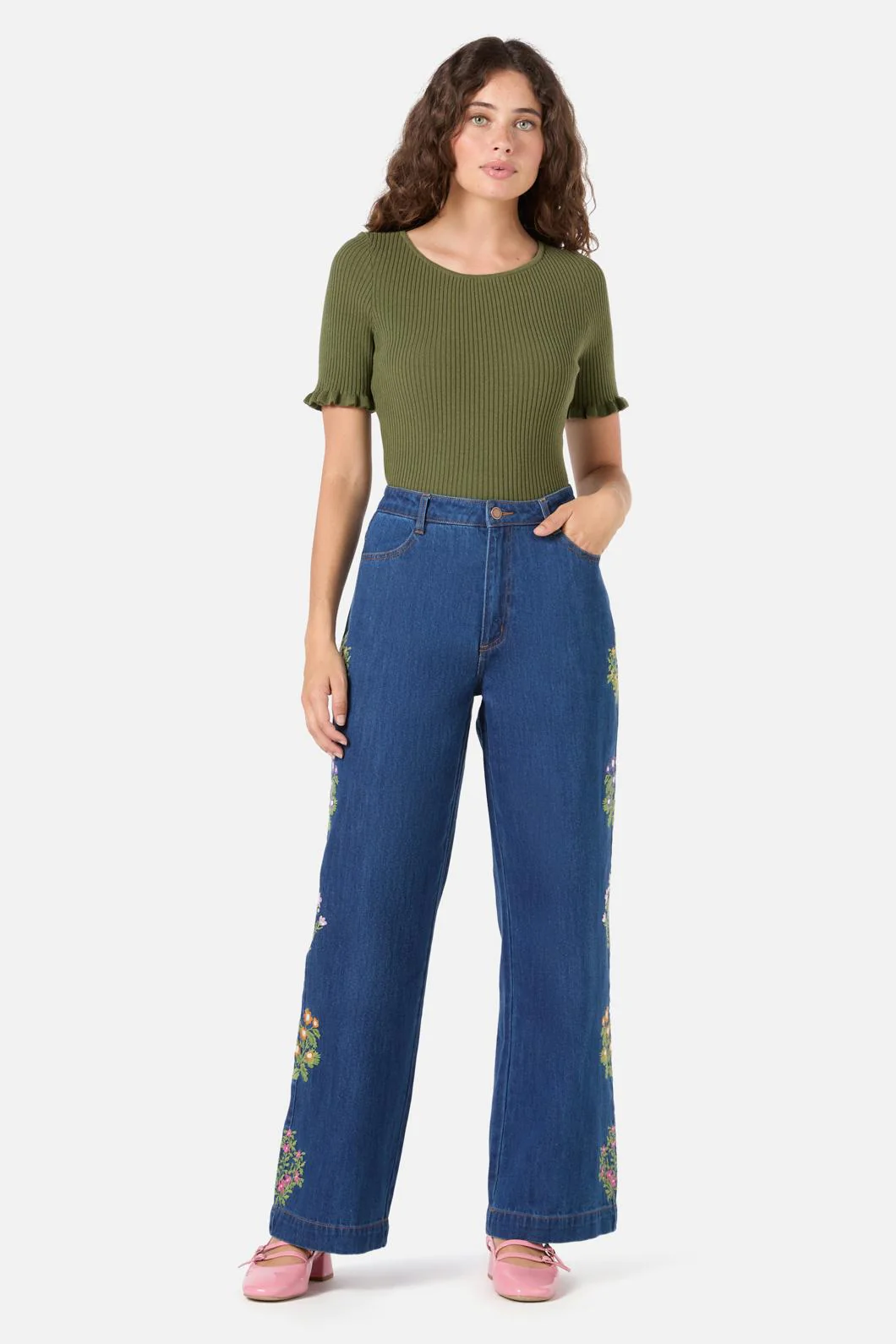 Lattice Embroidered Jean - Image 3