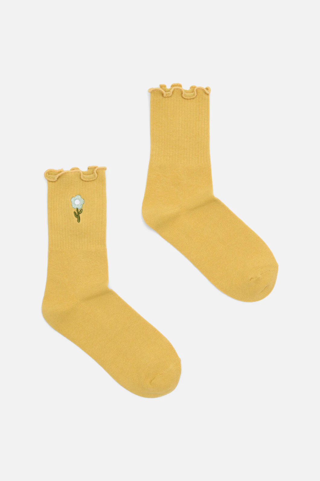 Lemon Embroidered Daisy Sock