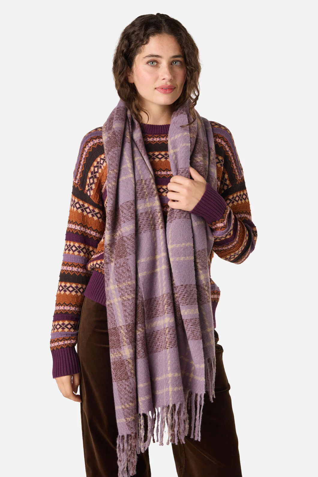 Lilac Check Scarf