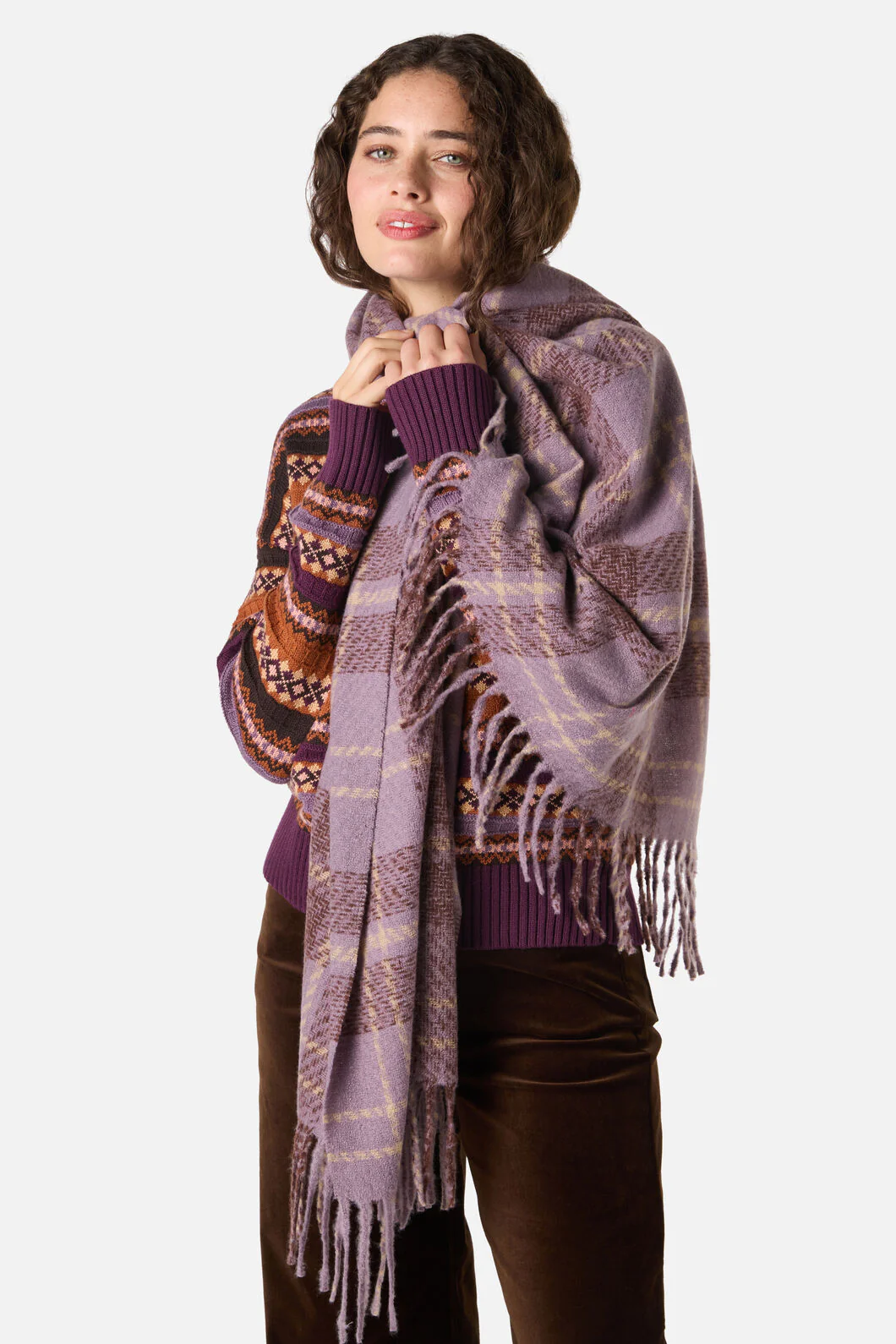 Lilac Check Scarf - Image 3
