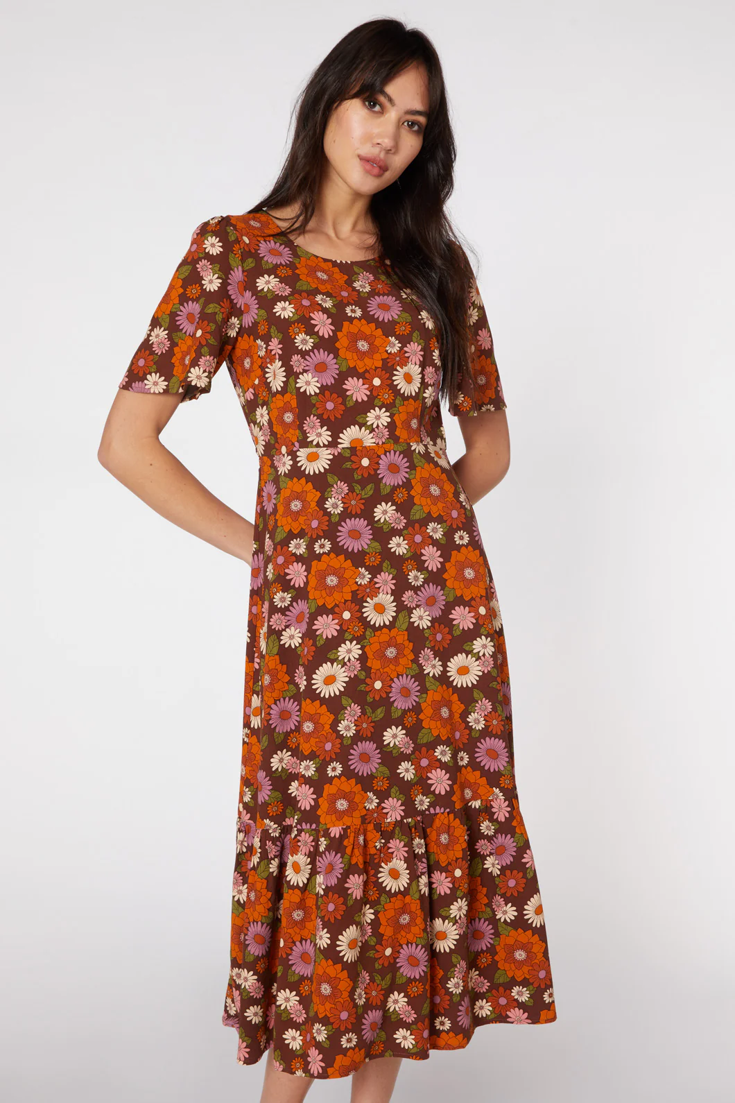 Lindy 70S Floral Midi Dress - Image 2