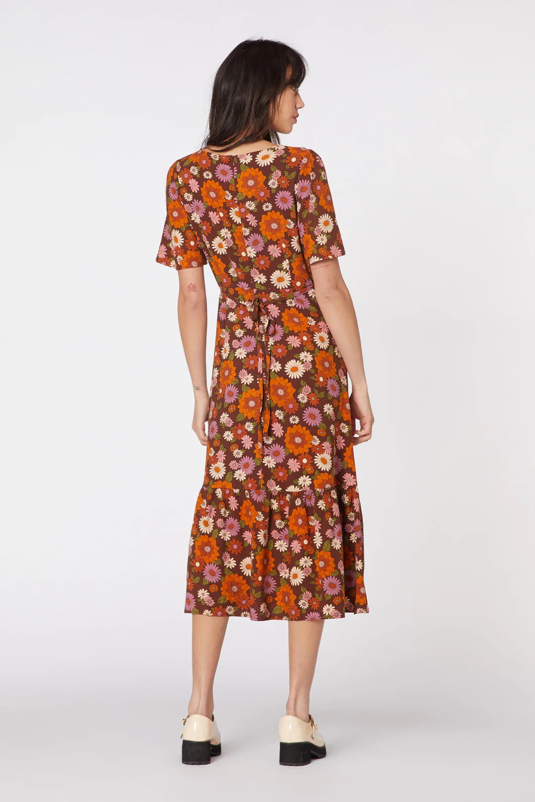 Lindy 70S Floral Midi Dress - Image 4