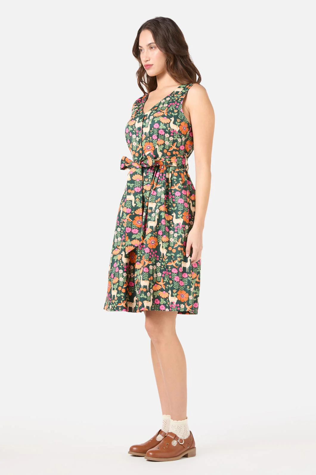 Llama V Neck Sleeveless Dress - Image 4
