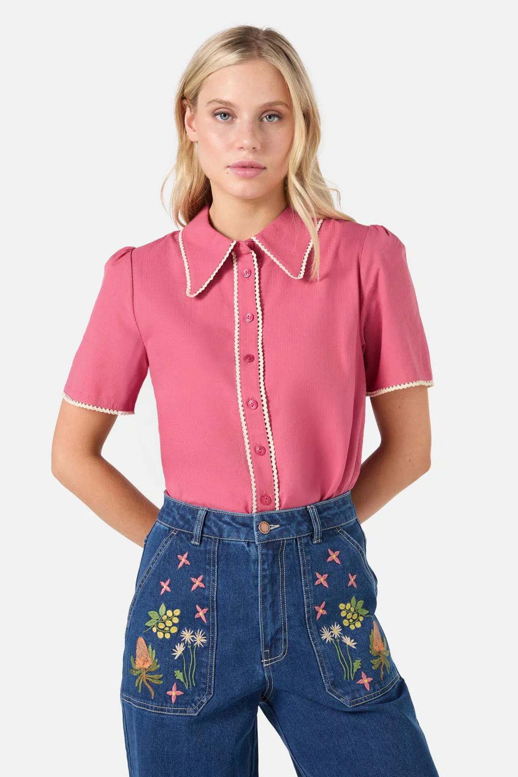 Lou Short Sleeve Retro Blouse - Image 12