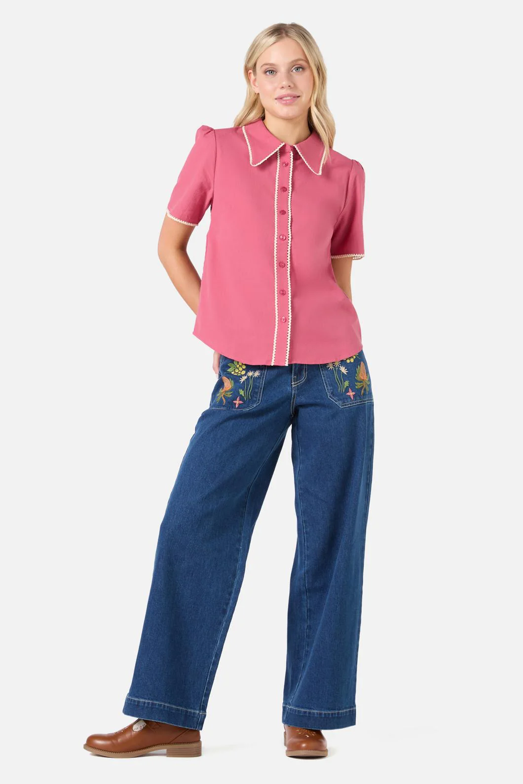 Lou Short Sleeve Retro Blouse - Image 13