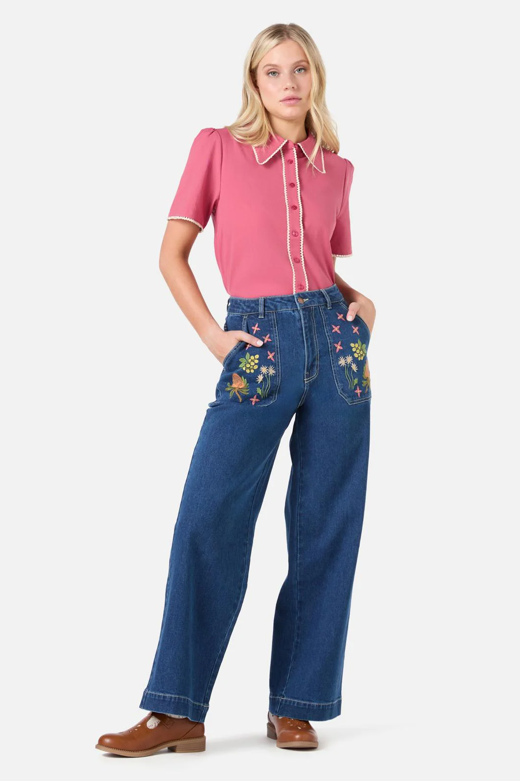 Lou Short Sleeve Retro Blouse - Image 15
