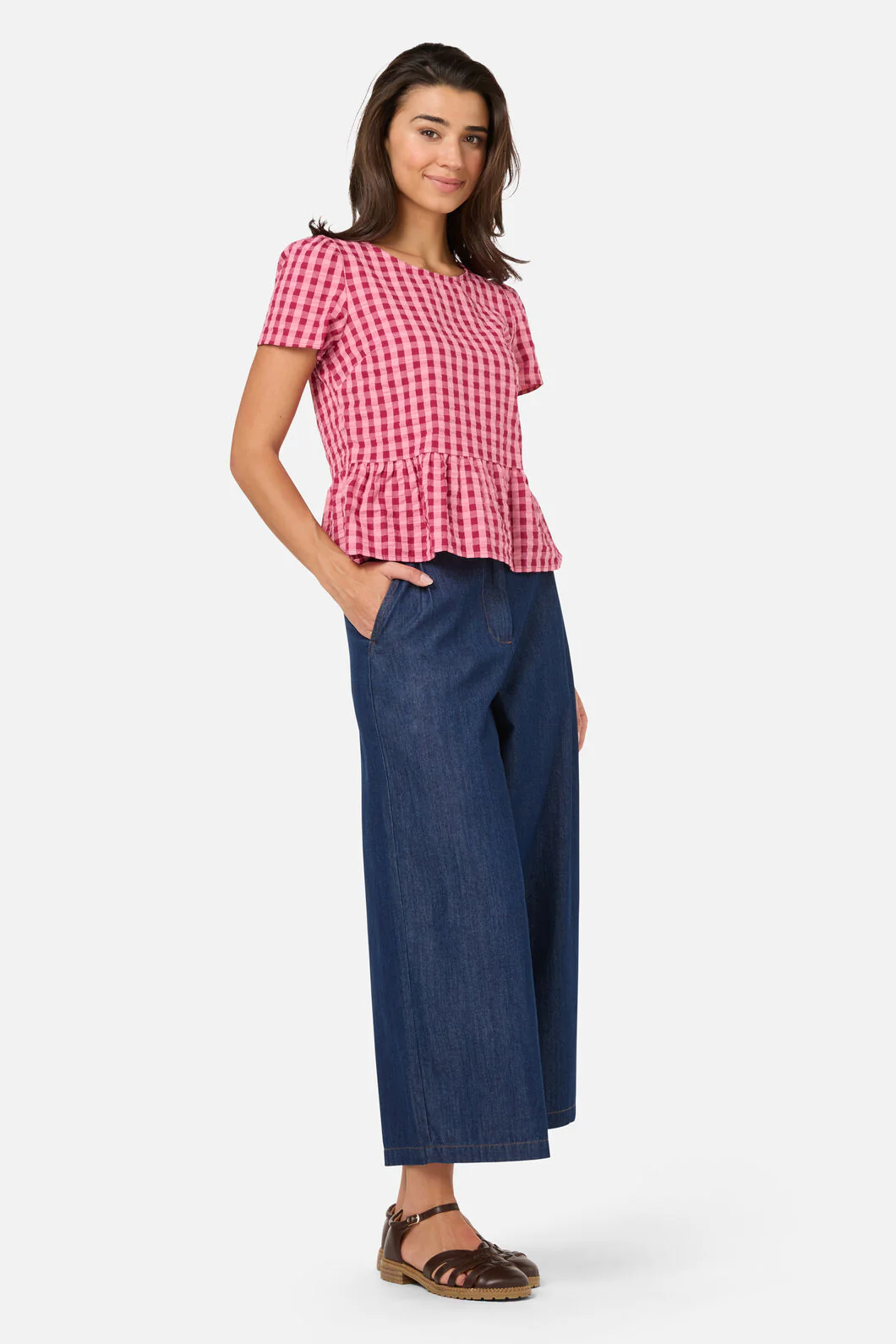 Margot Check Short Sleeve Top - Image 3