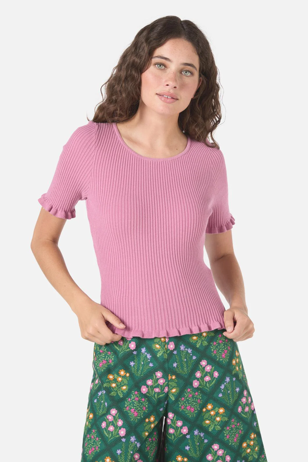 Maya Ruffle Rib Knit Top - Image 2