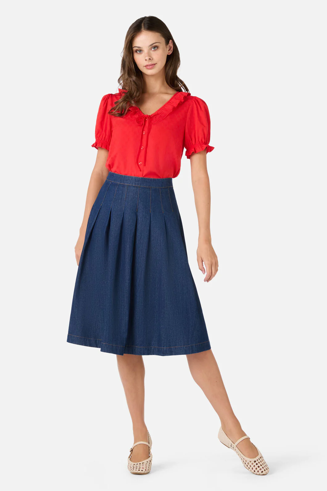 Oakley Pleat Midi Skirt