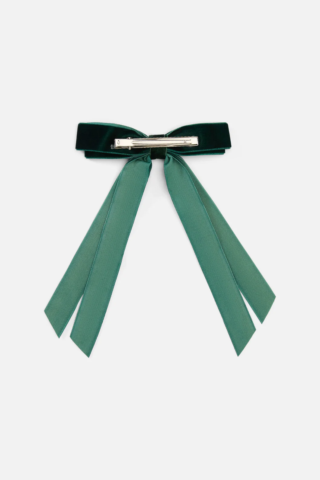 Olive Velvet Slide Hair Clip - Image 2