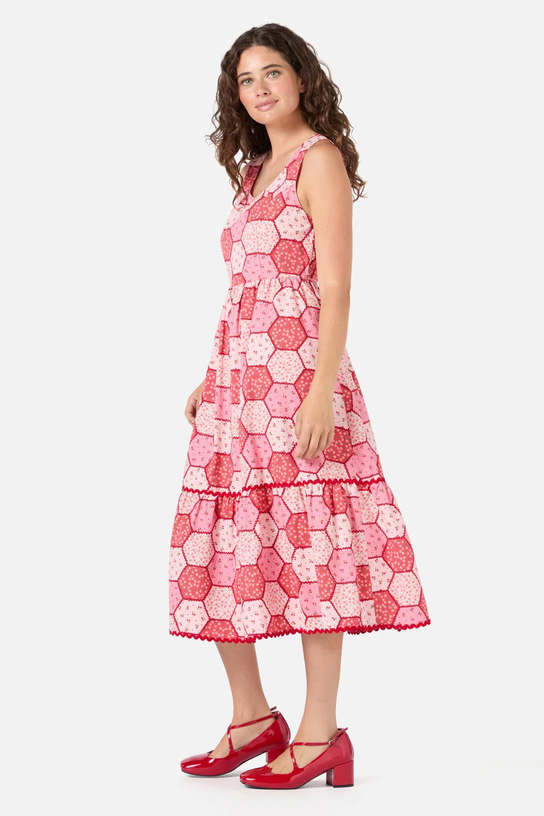 Patchwork Tiered Midi Dress - Image 5