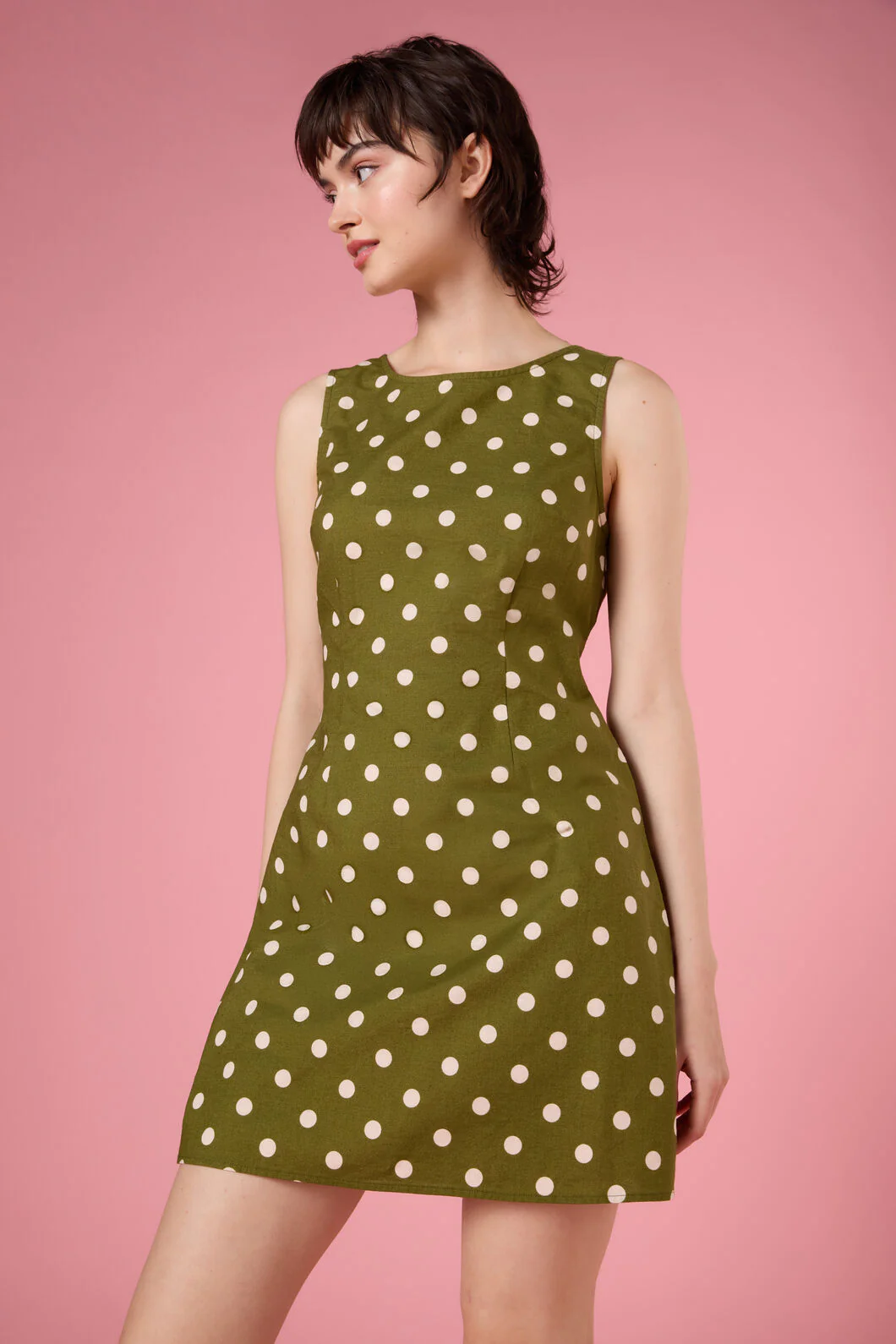 Polka Dot Shift Mini Dress - Image 3