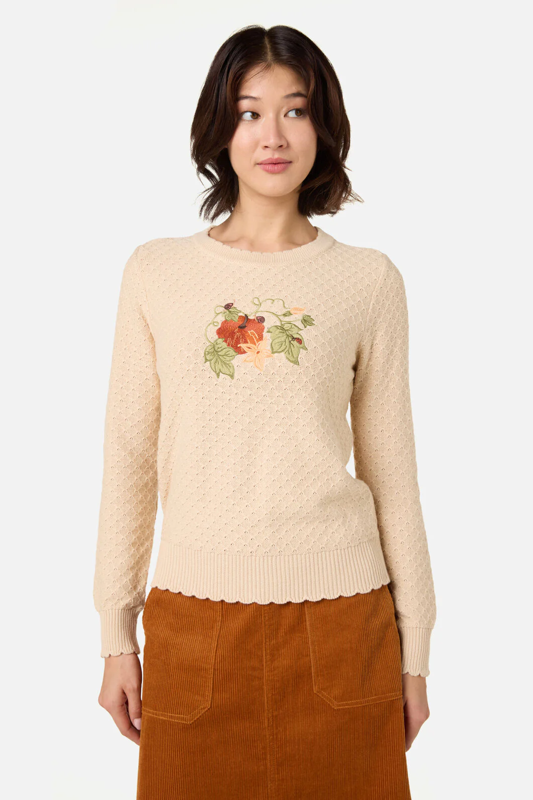 Pumpkin Embroidered Jumper