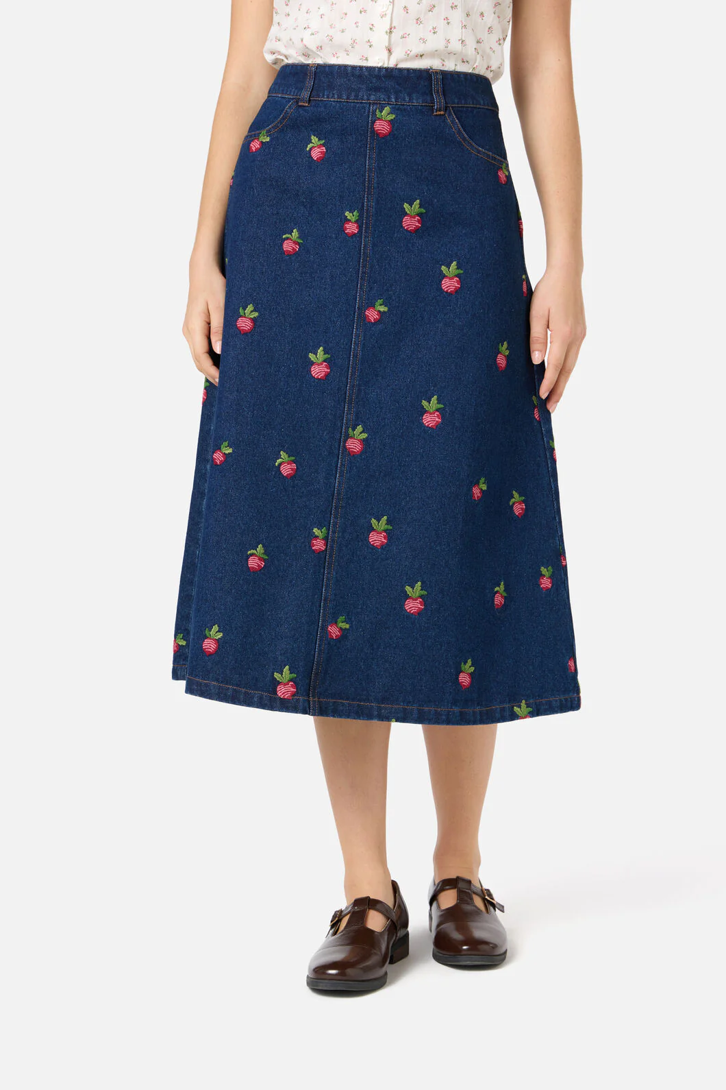 Radish Emb Denim Skirt - Image 3