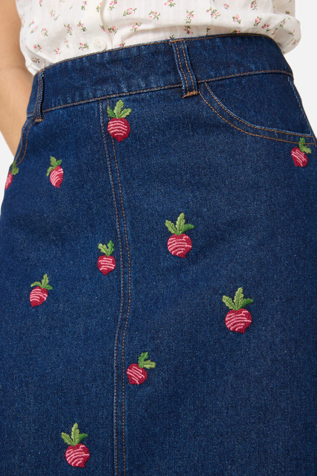 Radish Emb Denim Skirt - Image 6
