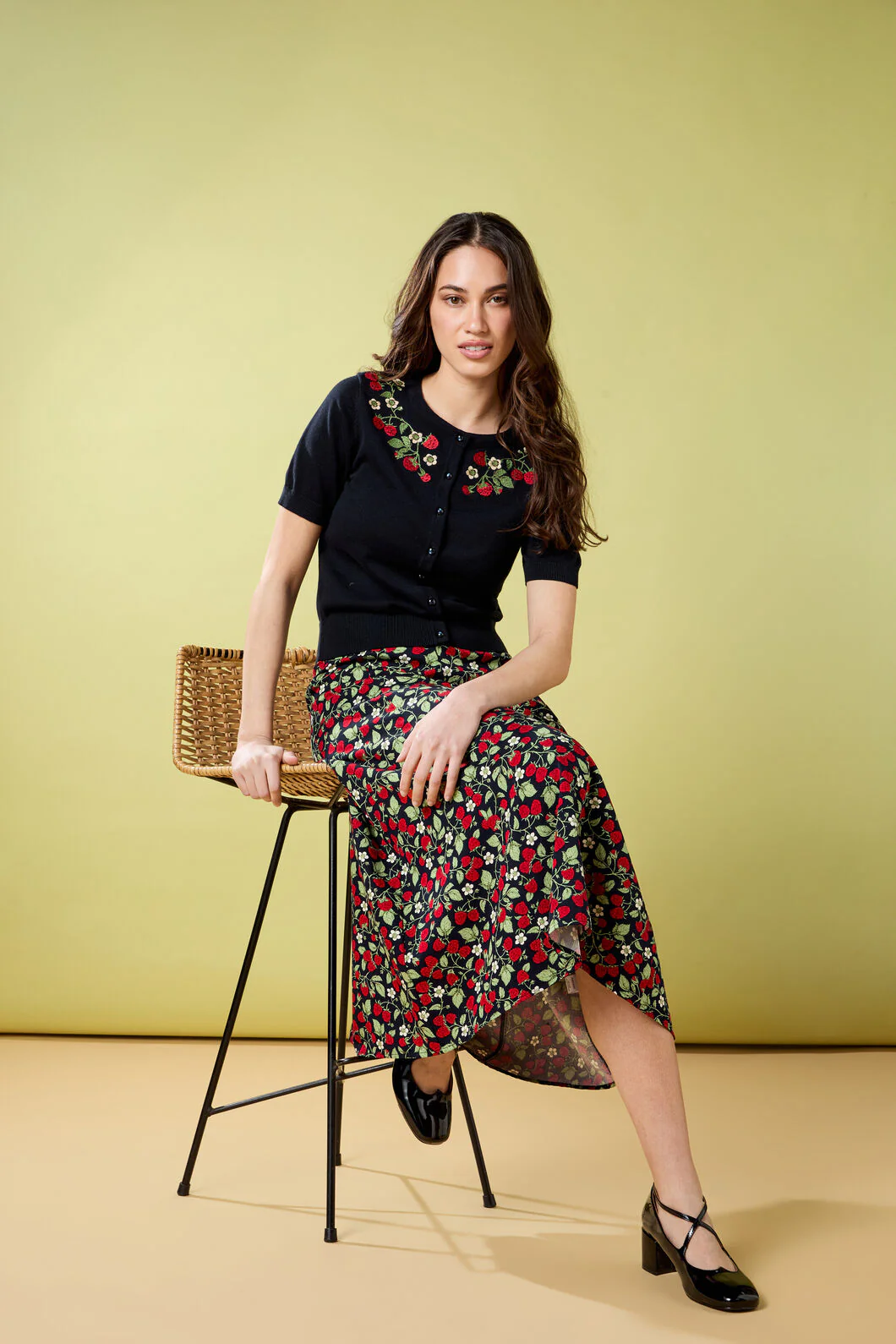 Raspberry Embroidered Cardigan - Image 3