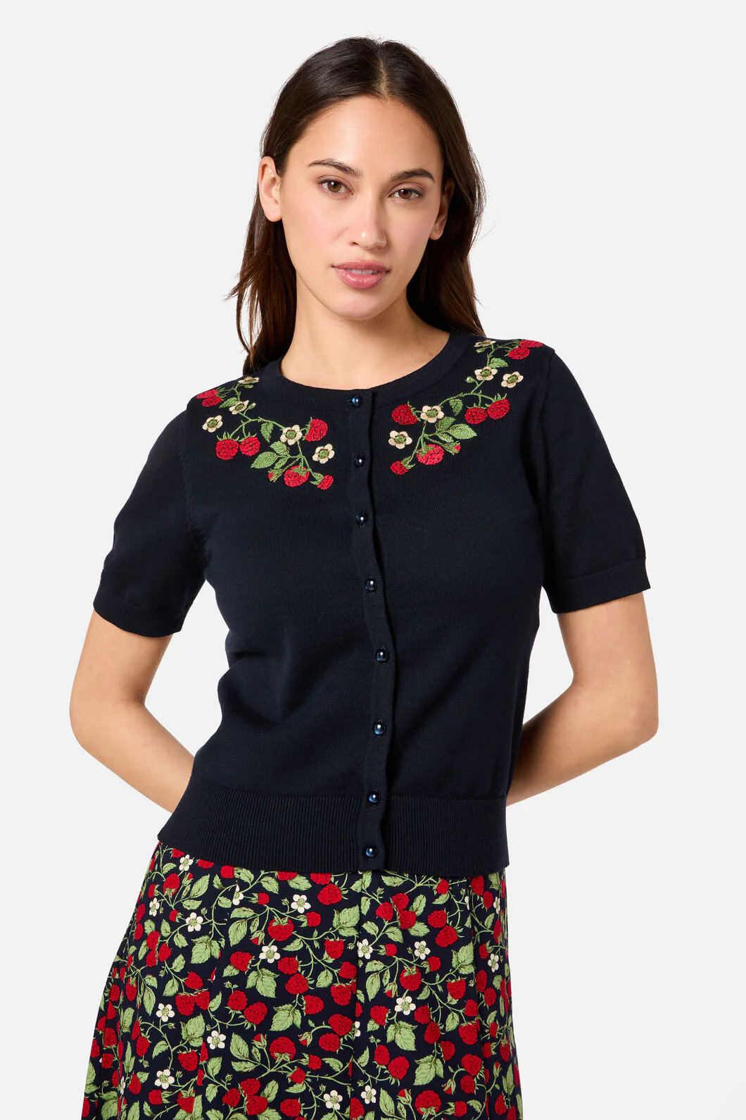Raspberry Embroidered Cardigan - Image 4