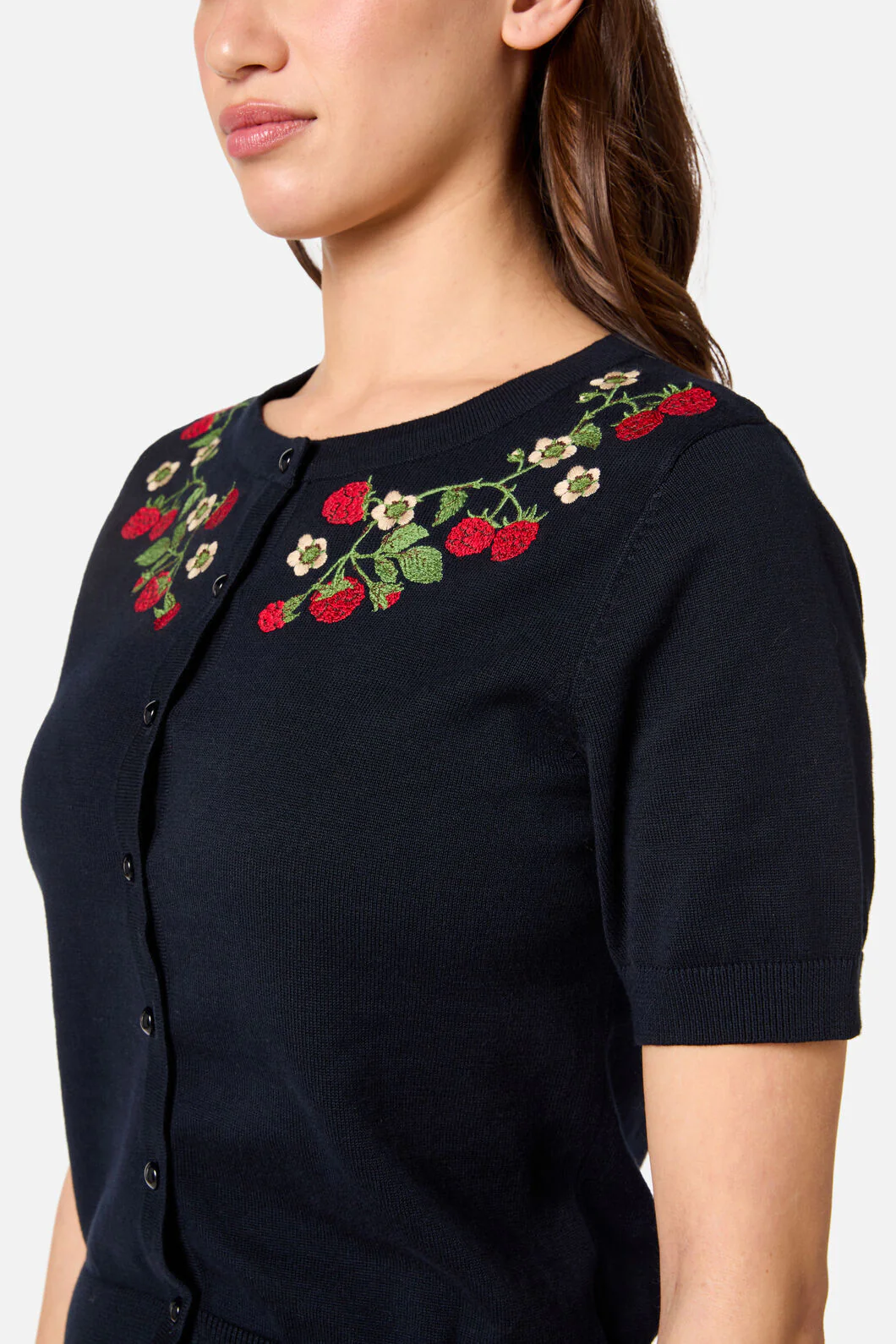 Raspberry Embroidered Cardigan - Image 7