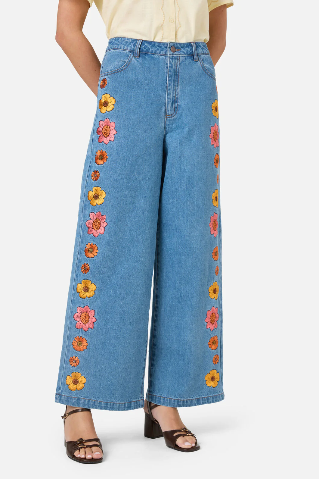 Retro Bloom Embroidered Jean - Image 2