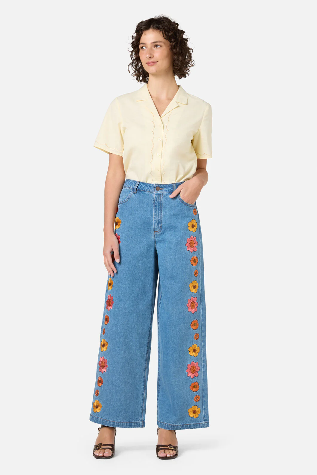 Retro Bloom Embroidered Jean - Image 3
