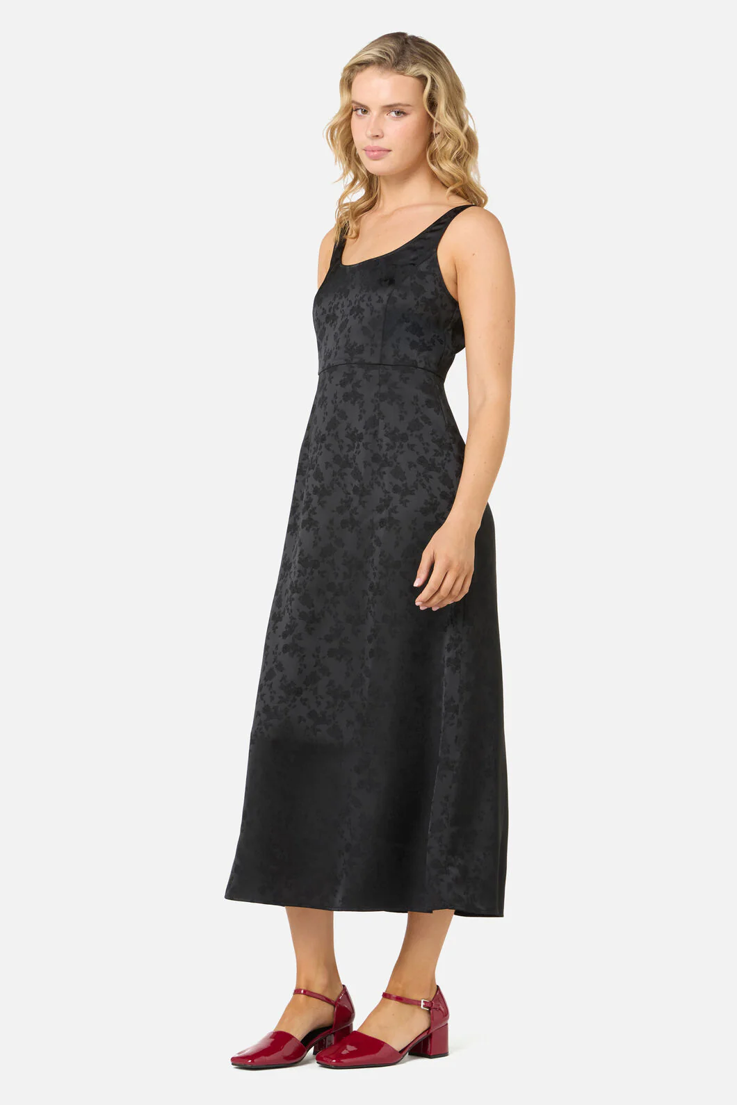 Roma Satin Embossed Midi Dress - Image 10