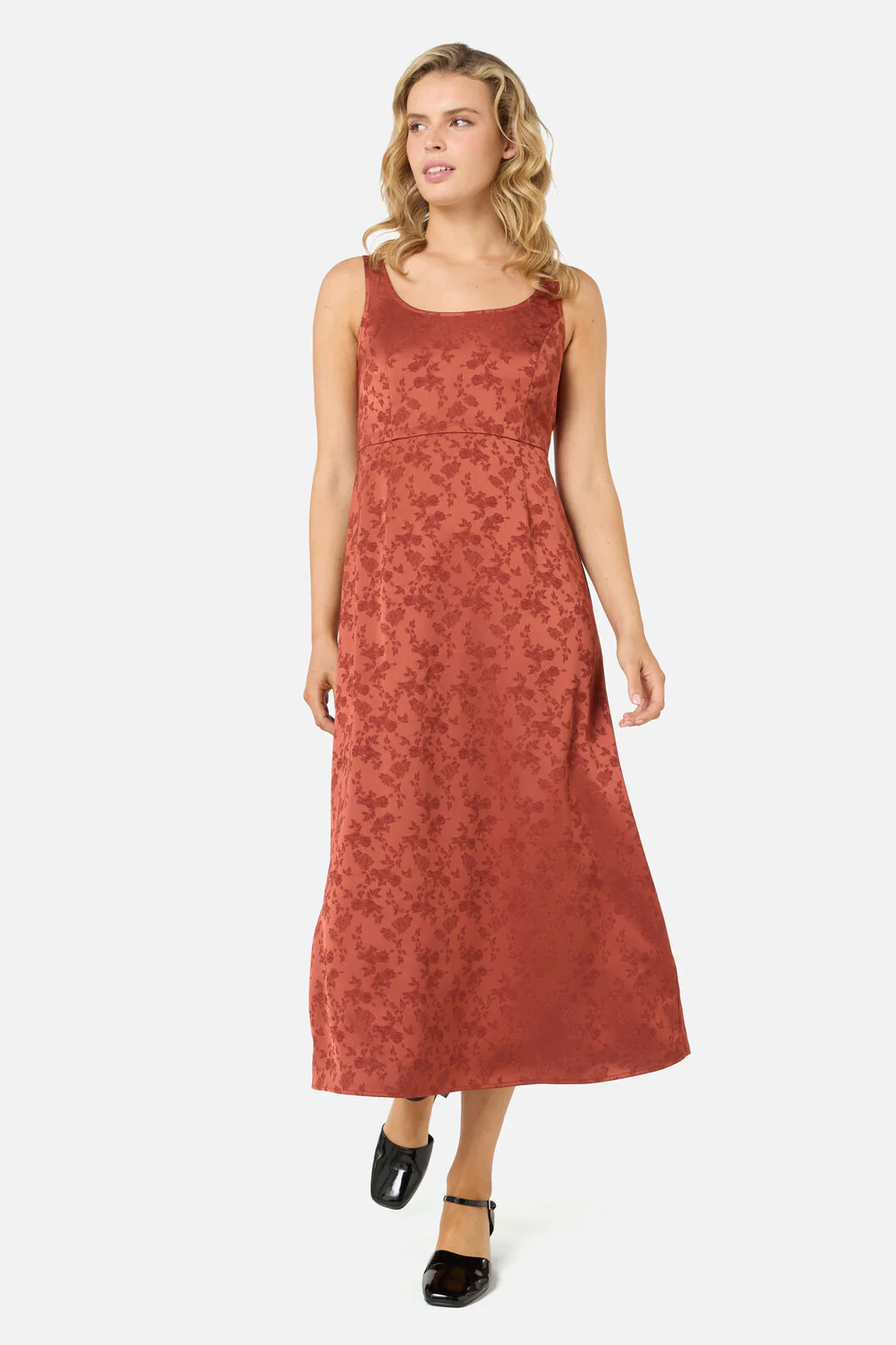Roma Satin Embossed Midi Dress - Image 3