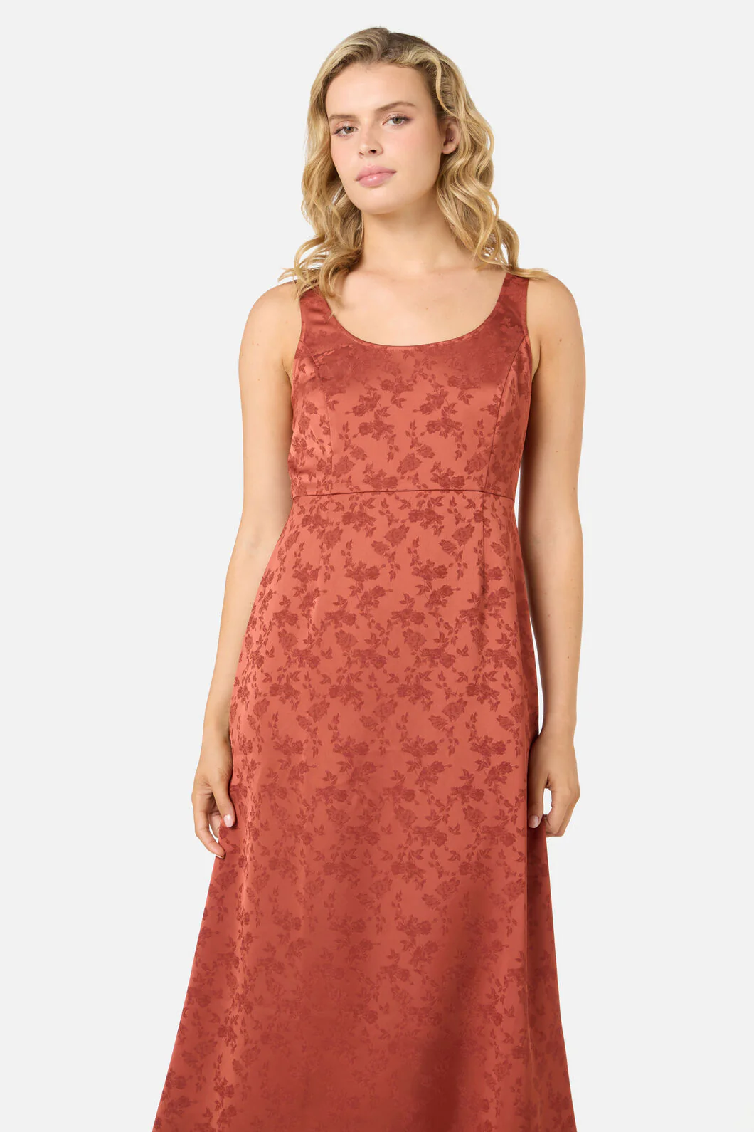Roma Satin Embossed Midi Dress - Image 4