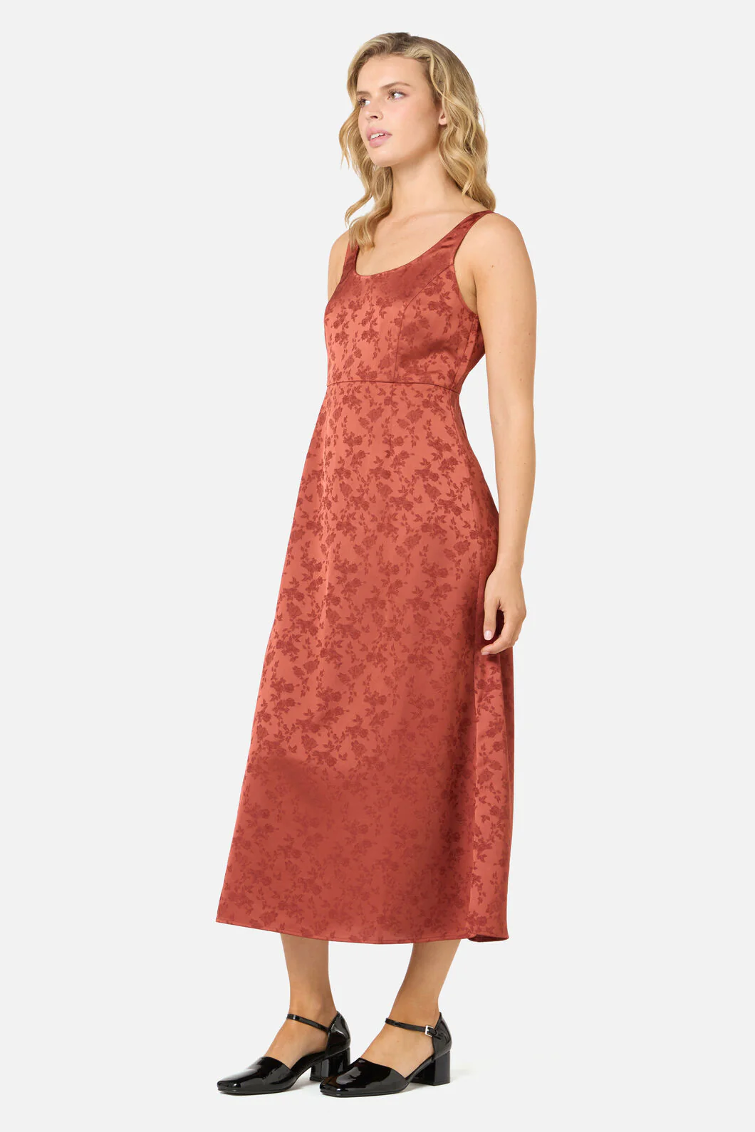 Roma Satin Embossed Midi Dress - Image 5