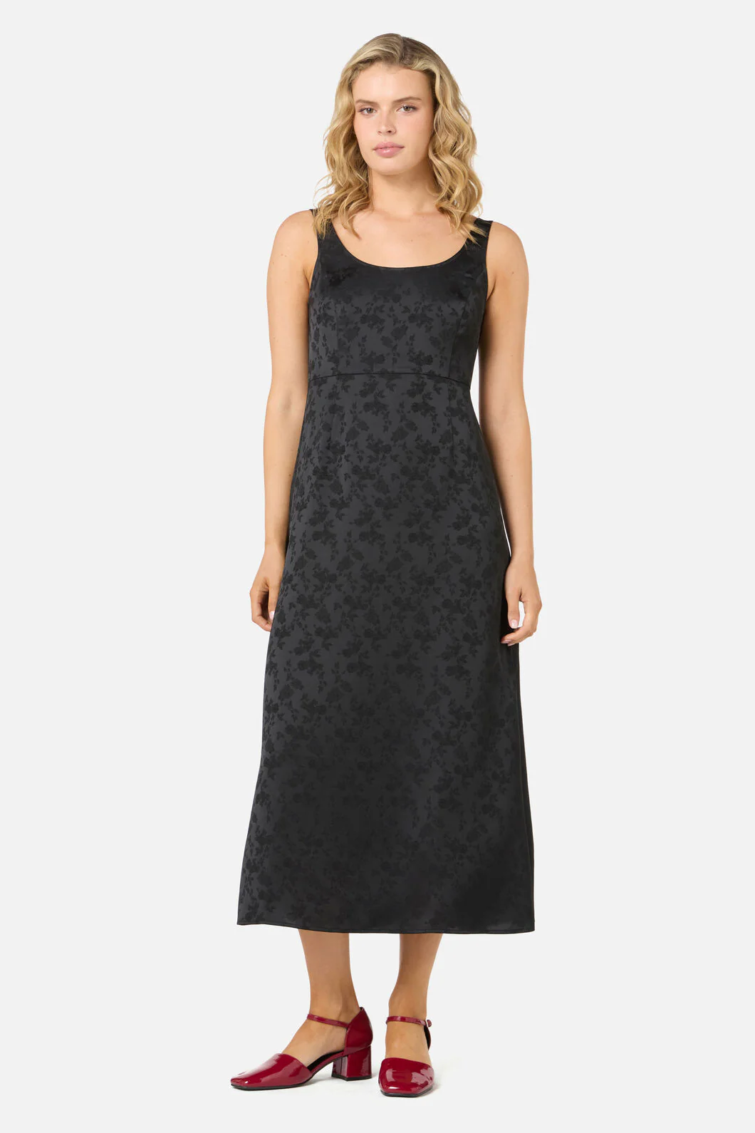 Roma Satin Embossed Midi Dress - Image 8