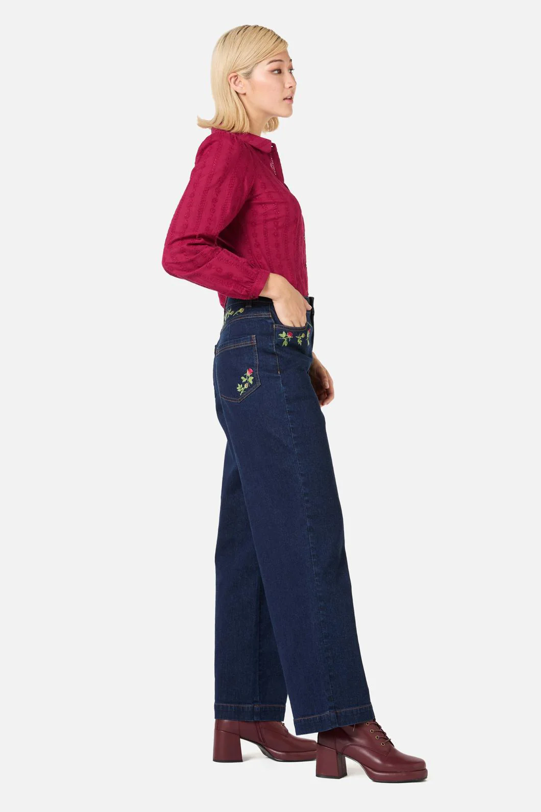 Rose Bud Embroidered Jean - Image 3
