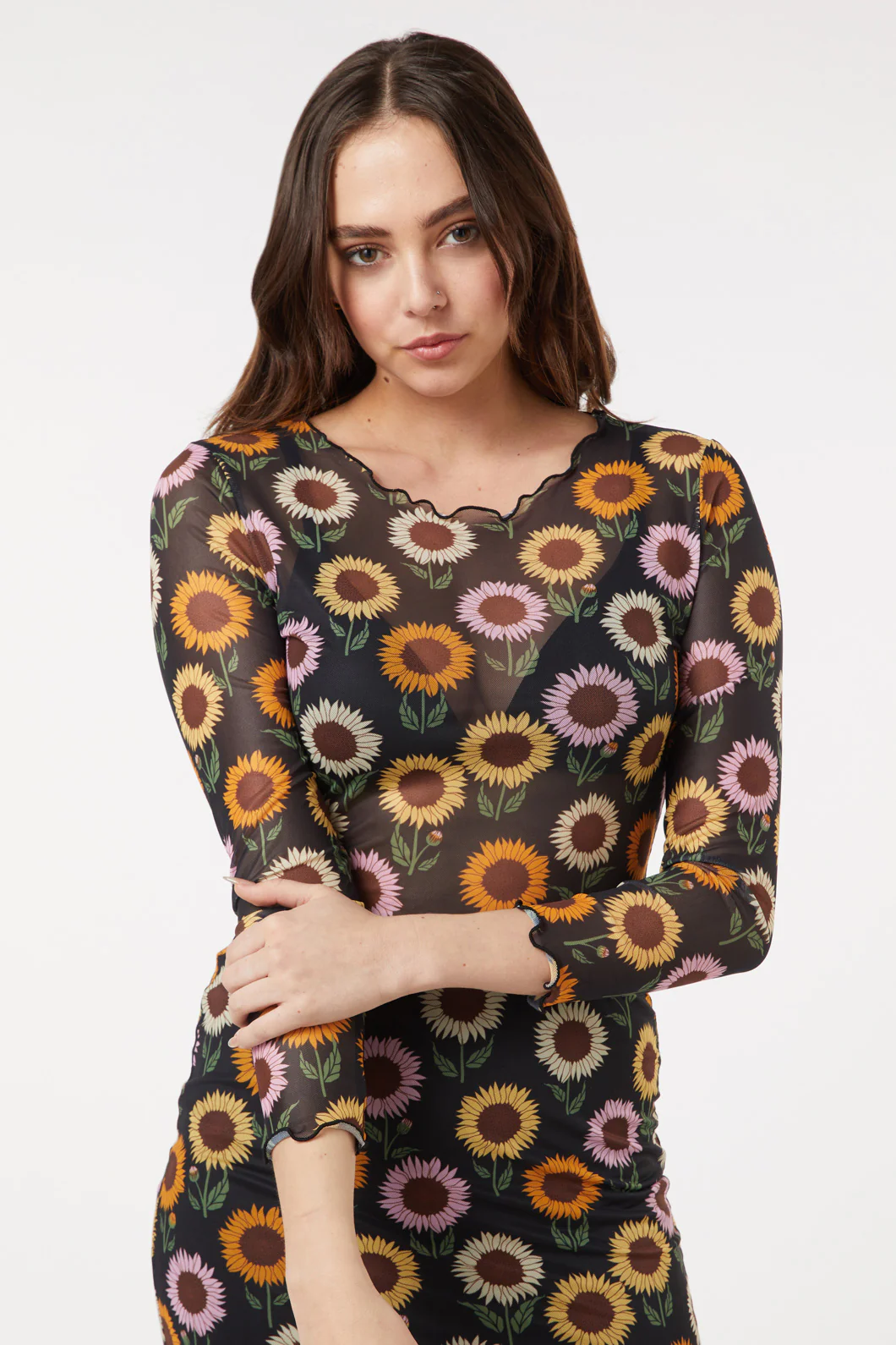 Sunflower Mesh Crop Top - Image 2