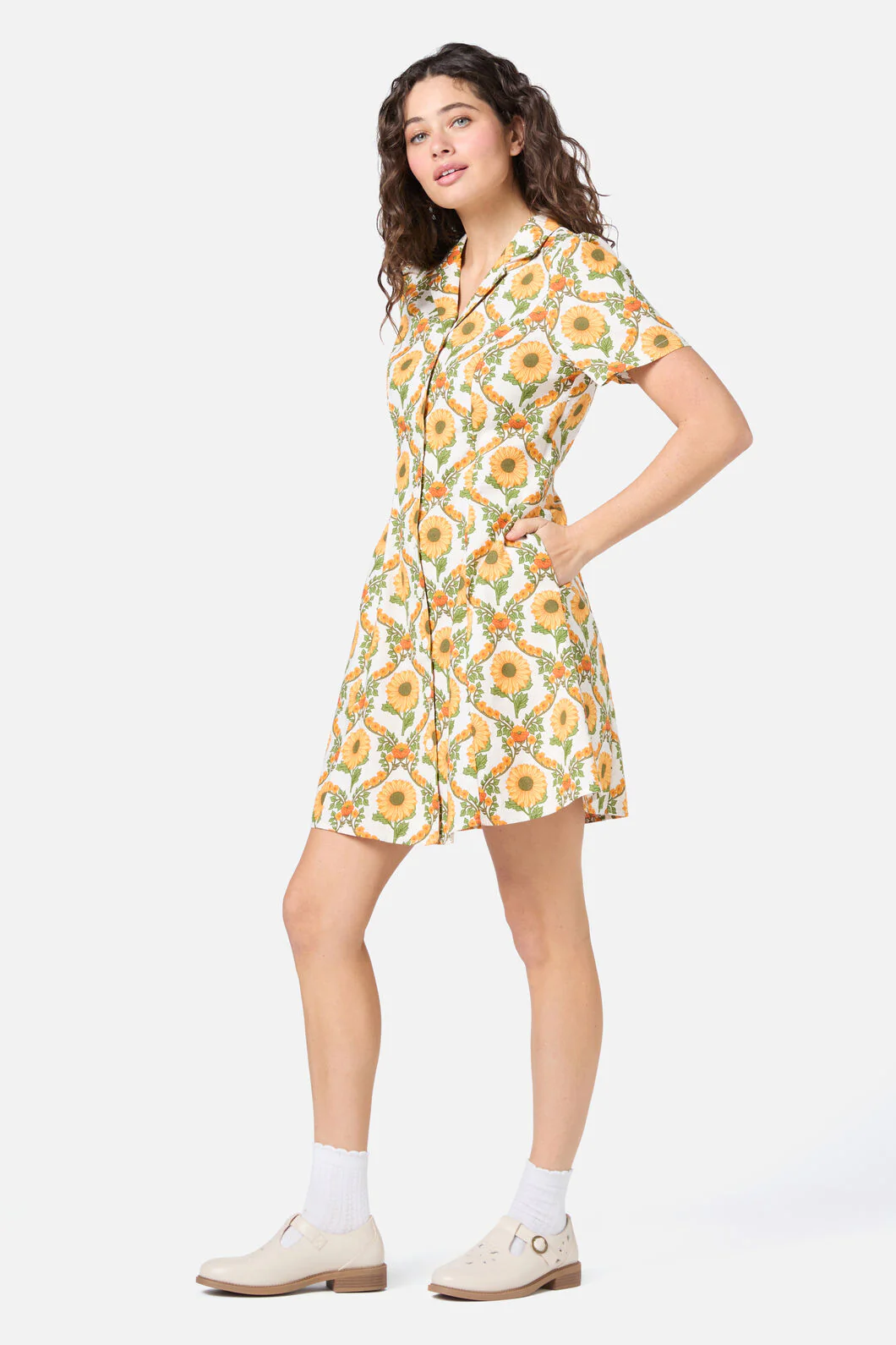 Sunflower Mini Shirt Dress - Image 3