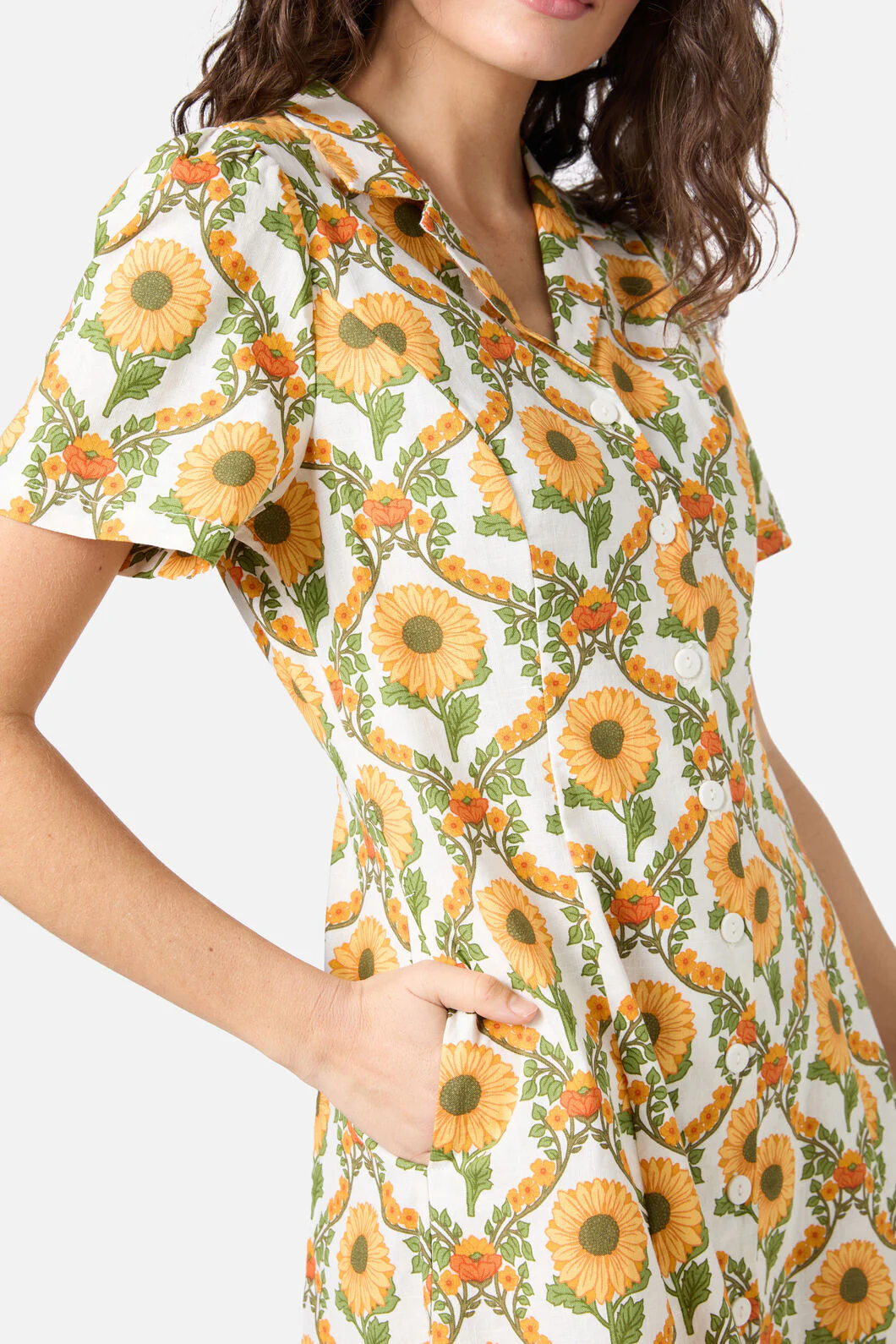 Sunflower Mini Shirt Dress - Image 5
