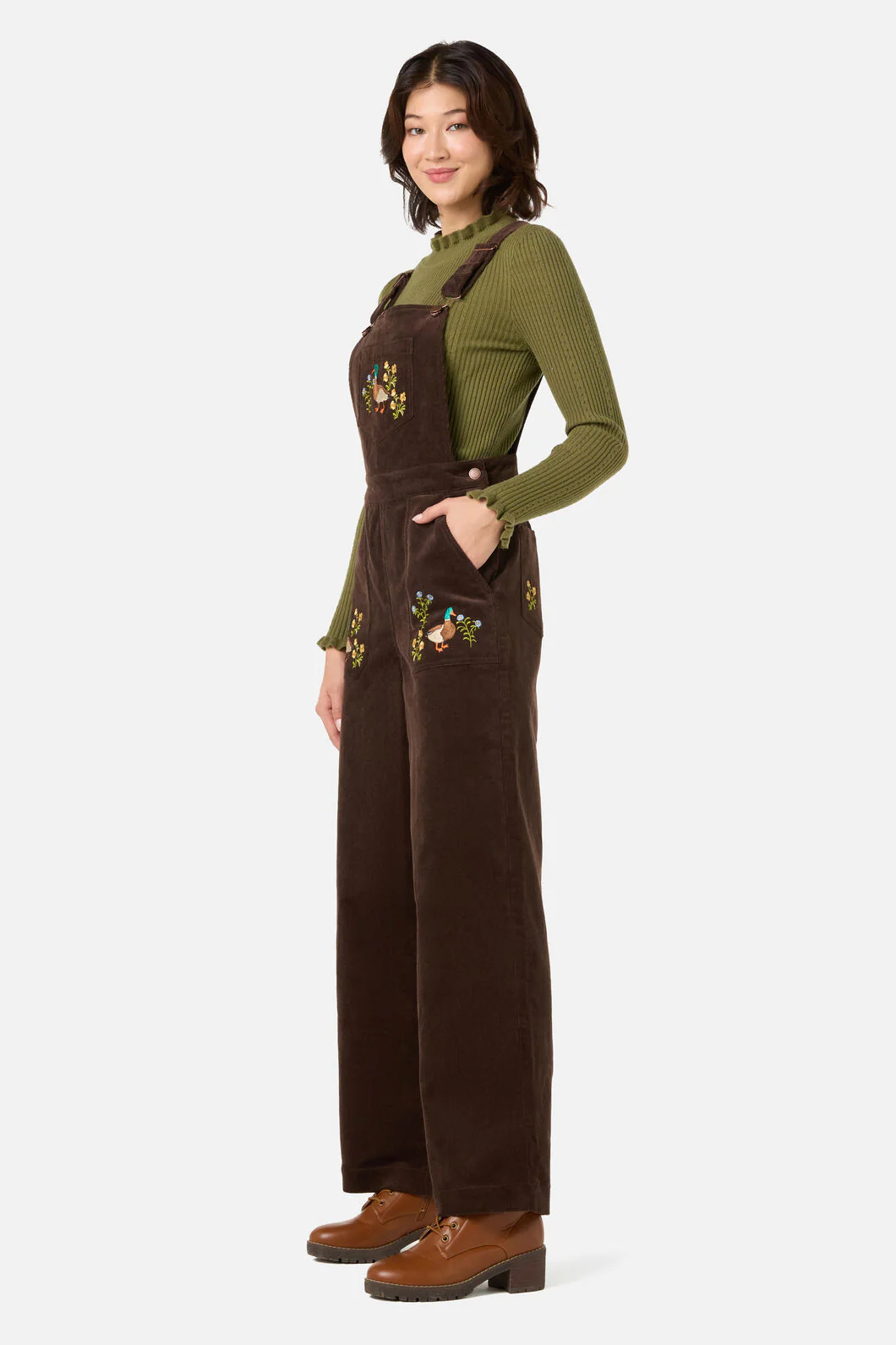 Sweet Ducks Embroidered Cord Overall - Image 4