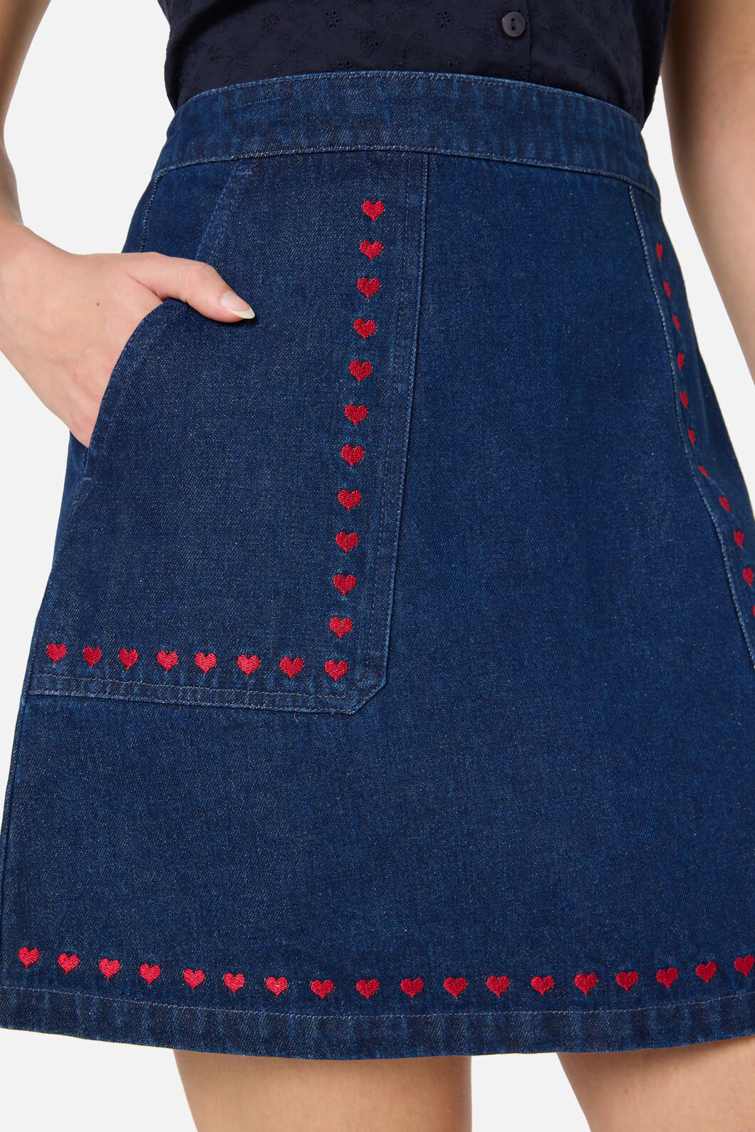 Sweet Heart Emb Denim Skirt - Image 5