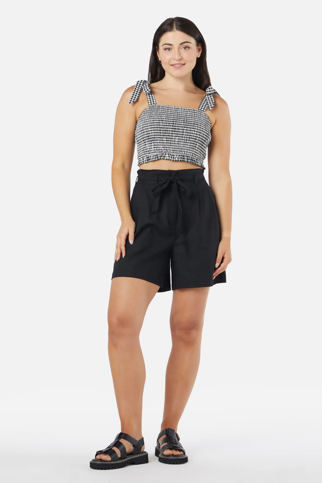 Tessa Check Shirred Top - Image 13