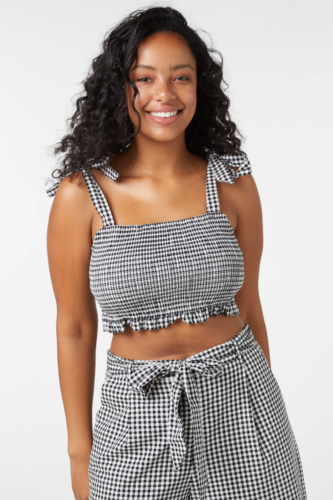 Tessa Check Shirred Top - Image 22