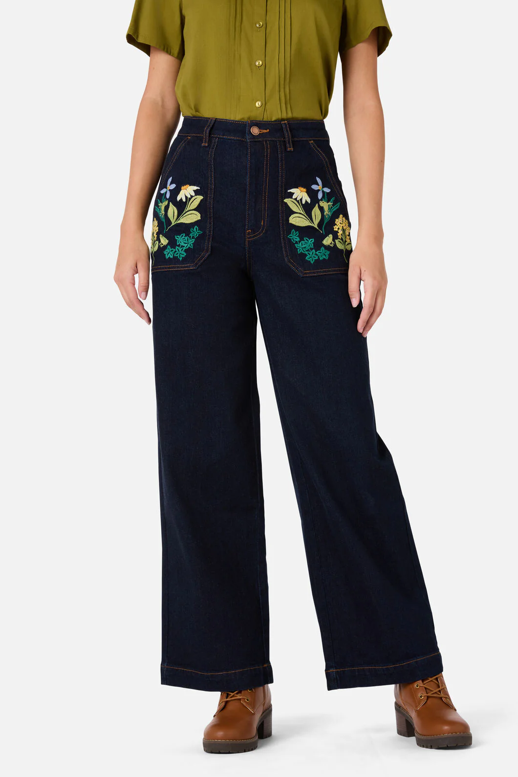 Tree Frog Embroidered Jean - Image 2