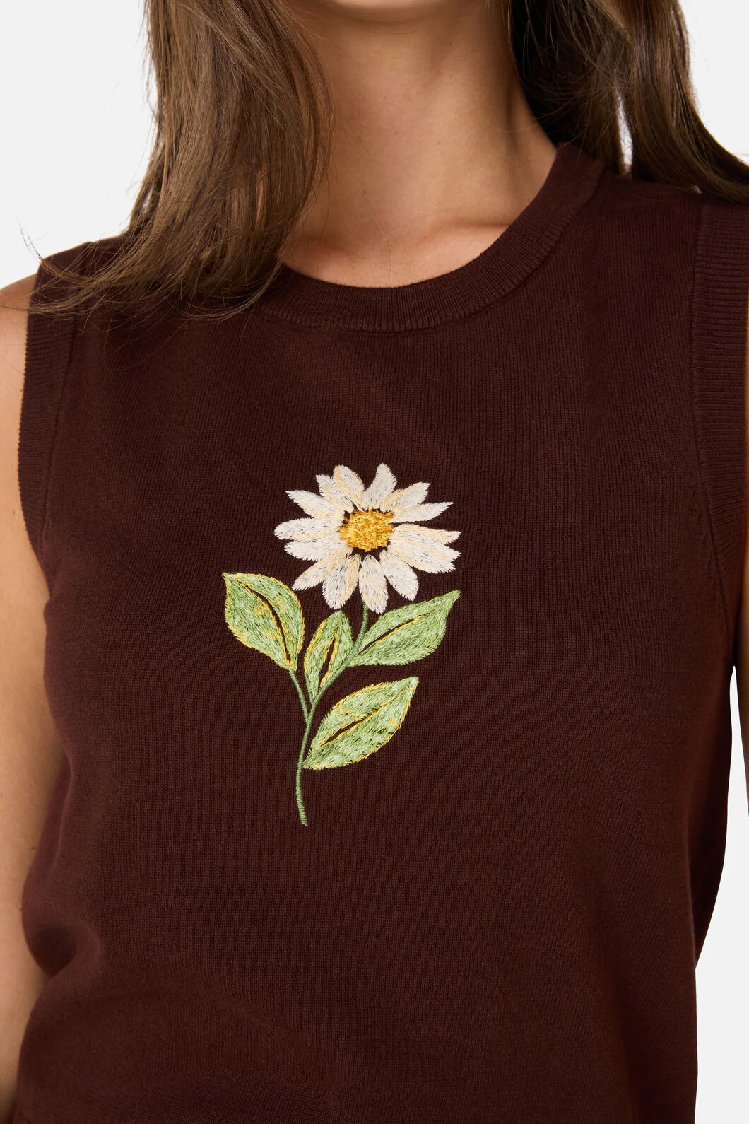 Daisy Embroidered Knit Vest - Image 5