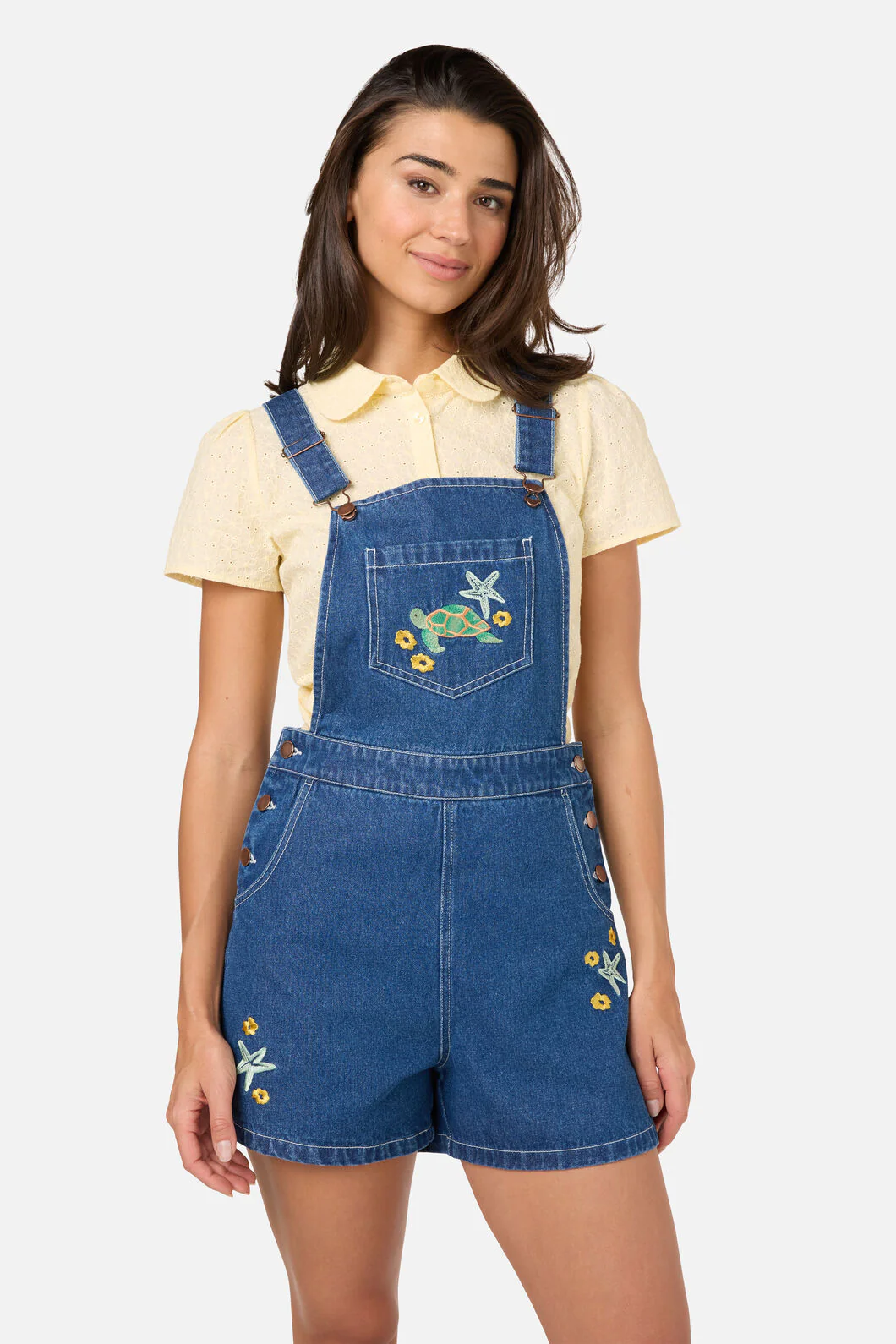 Turtle Emb Short Overall