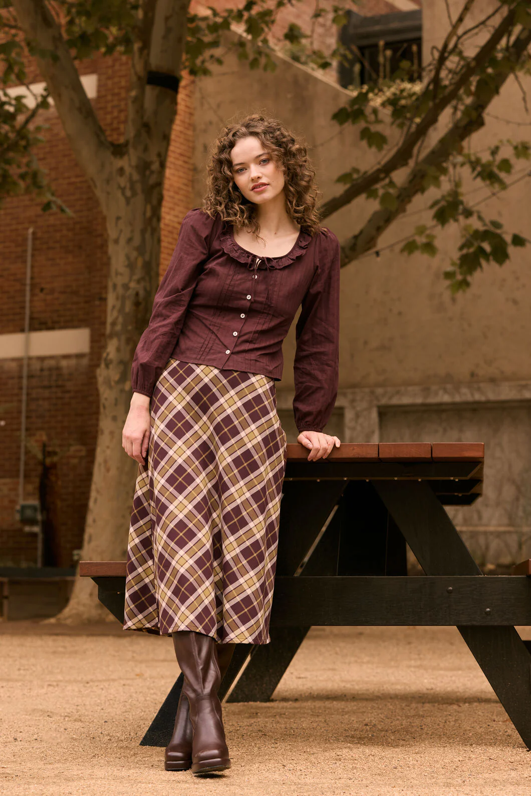 Vera Check Midi Skirt