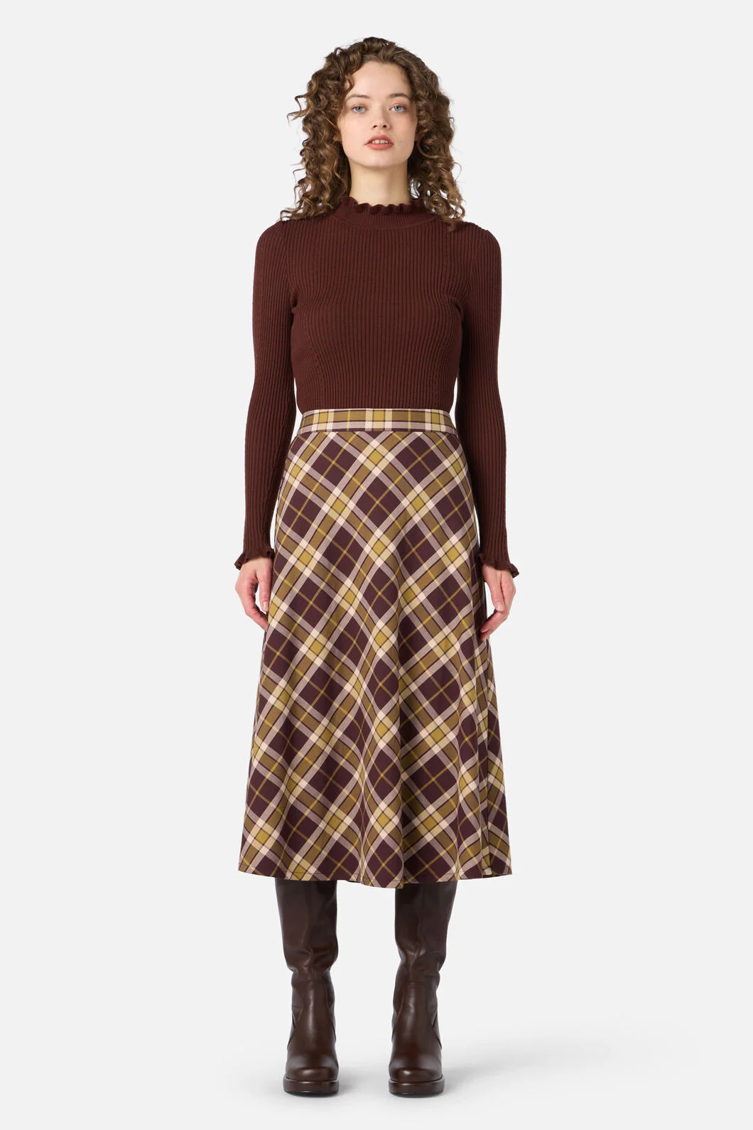 Vera Check Midi Skirt - Image 3