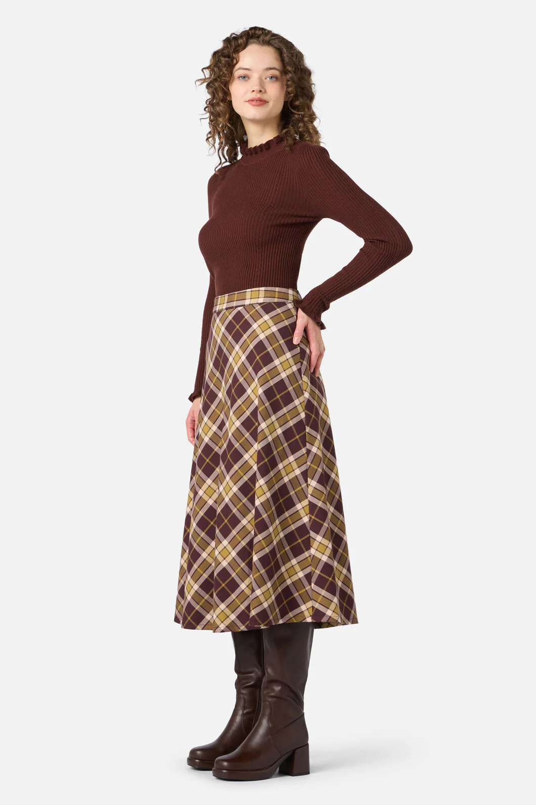 Vera Check Midi Skirt - Image 4