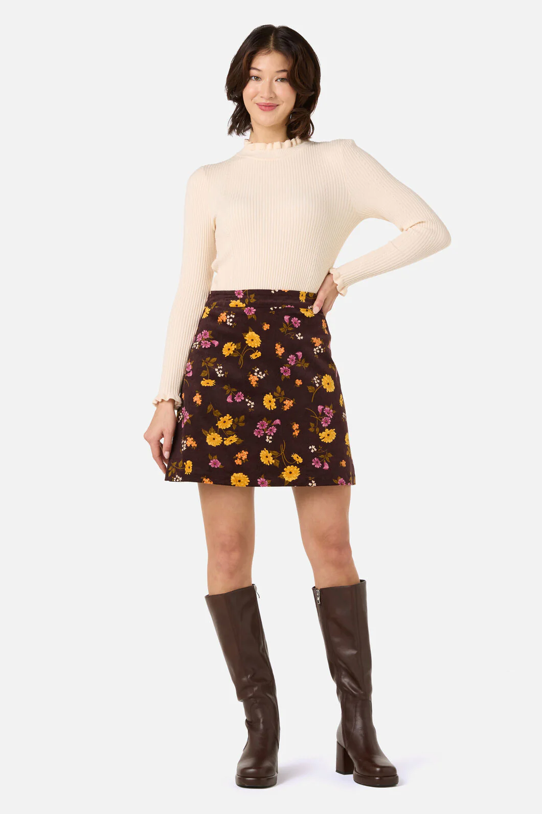 Winona Flower Corduroy Skirt
