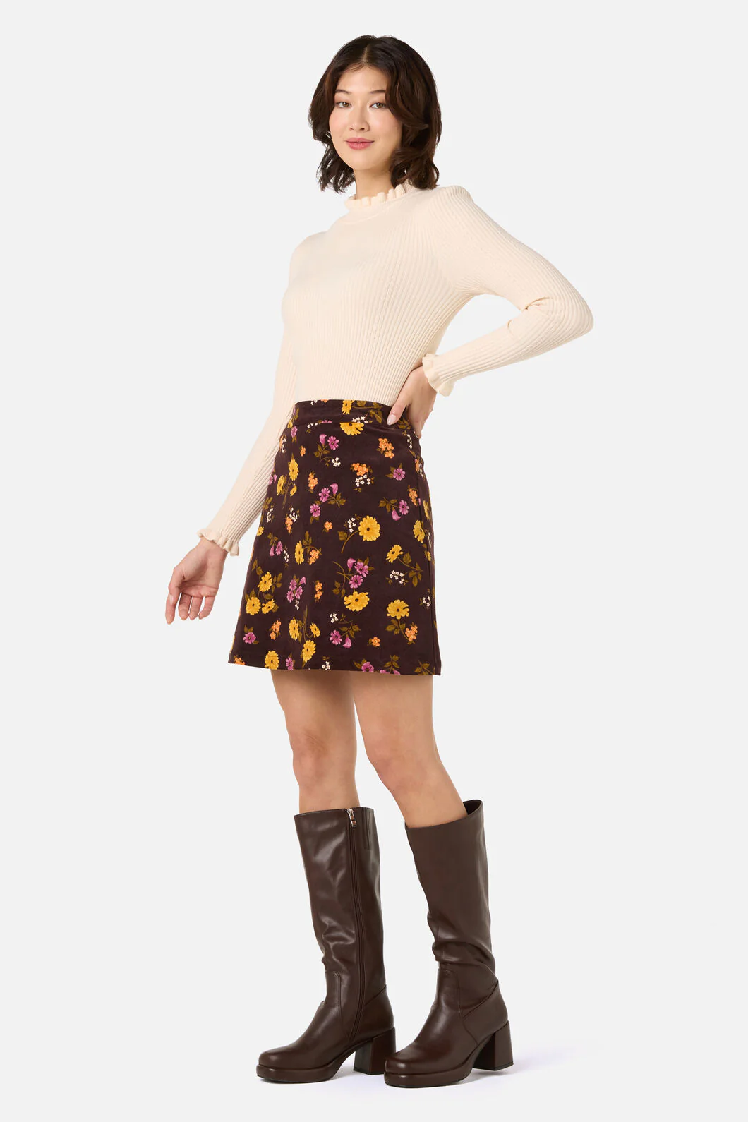 Winona Flower Corduroy Skirt - Image 2